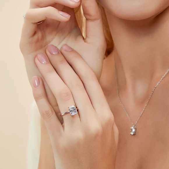 3 Carat Radiant Cut Hidden Halo Diamond Ring Rose Gold - Picture 7 of 10